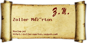 Zoller Márton névjegykártya